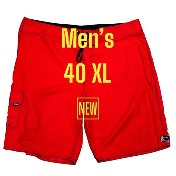 Men's O’Neill 40 XL Swim Board Shorts Trunks Red Swimwear Trunks Drawstring NWOT - Picture 2 of 9
